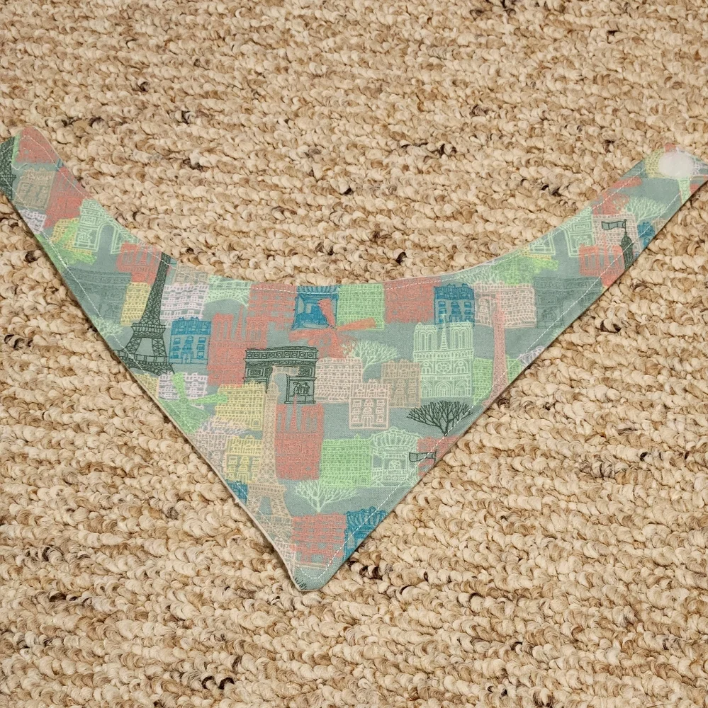 Handmade Sights of France Bandana Toddler Bib Set